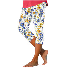 Damen-Yogahose mit hohem Bund und Blumenmuster – Stretch-Leggings (7/8 Zoll) aus gebürstetem Milchseidenstoff, schmale Passform, Sportbekleidung,