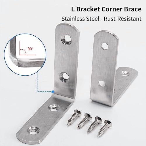 6 τεμάχια γωνιακές στηρίξεις L-Bracket 65x65mm, βαρέως τύπου από ανοξείδωτο χάλυβα, 1