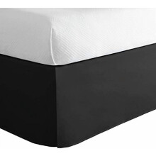 Jupe de lit sur mesure pour hôtel de luxe, plis creux, retombée de 35,5 cm, Queen, noire
