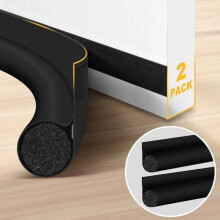 Set van 2 verstelbare tochtstoppers voor deuren, 81 cm (32 inch) zwart, afdichtingsstrip voor binnen- en buitendeuren, blokkeert koude lucht, stof en