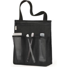 Panier de douche portable, indispensable pour la salle de sport, les voyages, le camping et la chambre d'étudiant, sac de douche en filet noir pour