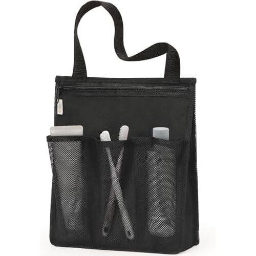 Tragbare Duschtasche aus schwarzem Netzgewebe