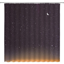 Cortina de ducha con cielo nocturno, estrellas y galaxia, negra, 72x72 pulgadas.