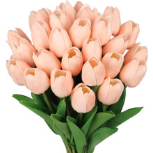 10 tulipanes artificiales rosas de tacto real para ramos, centros de mesa y decoración de interiores y exteriores – Compatibles con arreglos