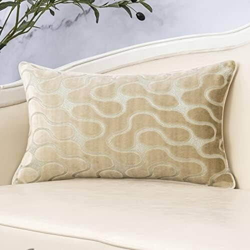 Housse de coussin en velours beige 50 x 50 cm