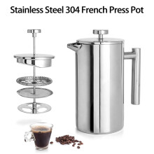 Cafetière à piston 800 ml/350 ml/1000 ml en acier inoxydable, facile à nettoyer et portable pour la cuisine.