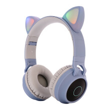 Trådløse katteørehovedtelefoner, foldbare on-ear-hovedtelefoner, RGB-belysning, HD-mikrofon, Bluetooth 5.0, kompatibel med smartphones, pc, tablet