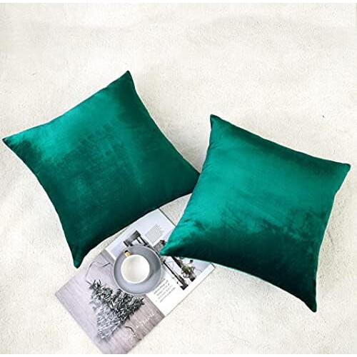 Conjunto de 2 capas de almofada decorativas em veludo azul-petróleo, 30x30 cm (12x12 polegadas), ideais para sofá, sala de estar e áreas externas. 1