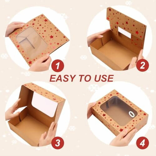 Brown Kraft Cookie Boxes with Window 9x6x3" 24-Pack 2