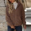 Women's solid color fleece hooded cardigan jacket 6