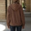 Women's solid color fleece hooded cardigan jacket 4