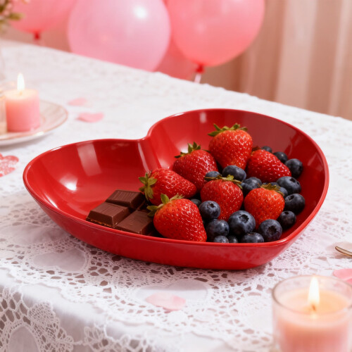 Rote herzförmige Dessertteller, 2er-Set 2