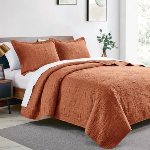 Cal King Quilt Set 3-delig Effen Umber 1