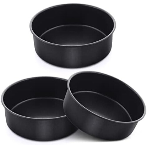 4-tommers runde mini kakeformer sett med 3