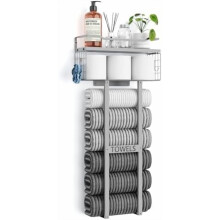Suport de prosoape din metal și lemn, montat pe perete, 40x13x79 cm