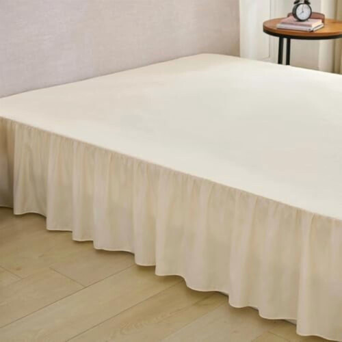 Jupe de lit beige à volants, taille double, hauteur 35,5 cm. 1
