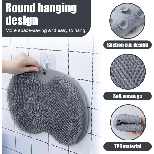 Tapete de silicone para massagem no chuveiro com ventosas, 30 x 25 cm (11,8 x 9,85 polegadas). 2