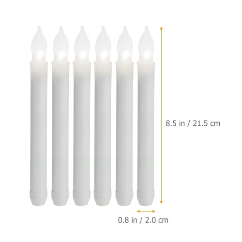 Flammenlose Spitzkerzen, weiß, Kunststoff, 6er-Pack 1