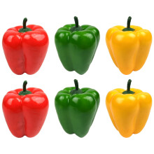 Lot de 6 mini poivrons artificiels rouges, verts et jaunes