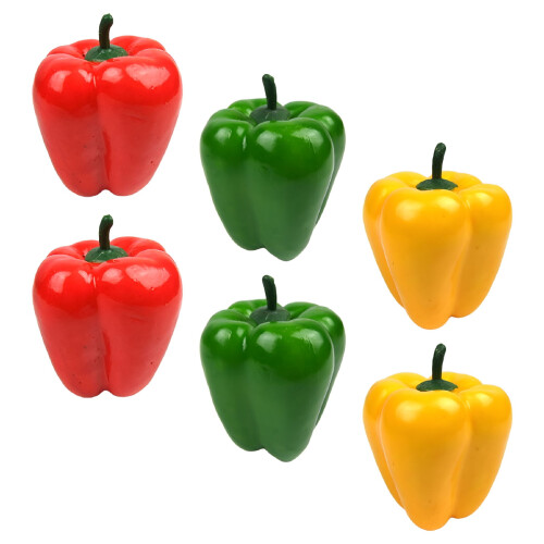 6 Stück künstliche Mini-Paprika (rot, grün, gelb) 2