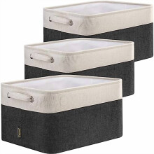 Lot de 3 paniers de rangement en tissu pour étagères, paniers de rangement en lin pour organiser, paniers décoratifs pour vêtements, maison