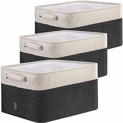 3 Pack Linen Storage Bins 15" x 11" x 9.5"