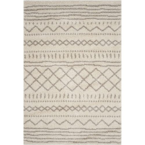 Χαλί Arizona Shag Accent 3'2"x5', Καφέ/Ιβουάρ Μαροκινό Σχέδιο, Δεν Ρίχνει Μαλλιά, Πάχος 1,6", 1