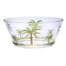 Grote acryl serveerschaal met palmboommotief, BPA-vrij.