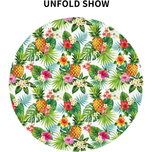 Toalha de mesa redonda com estampa floral tropical, lavável e reutilizável, 60 polegadas. 1