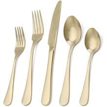 Service de couverts 20 pièces en acier inoxydable couleur champagne pour 4 personnes