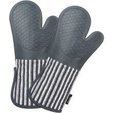 Gants de cuisine en silicone, résistants à la chaleur jusqu'à 500 C, imperméables et antidérapants, lot de 2, extra-longs avec doublure douce