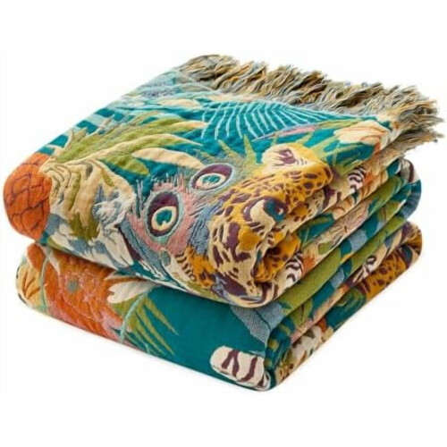 Coperta in cotone con stampa leopardata, 60x80 pollici
