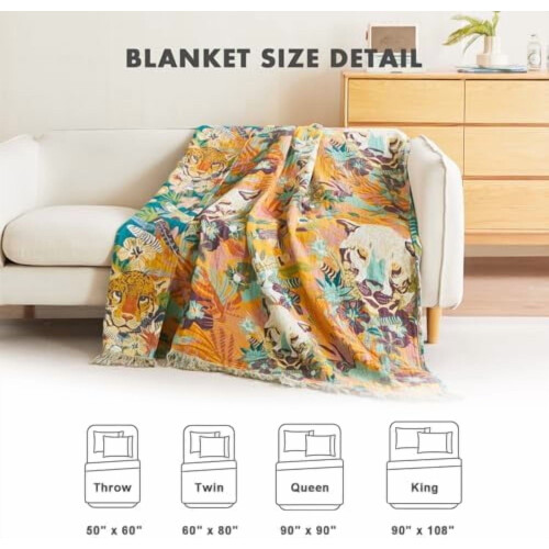 Cotton Leopard Throw Blanket 60" x 80" 2