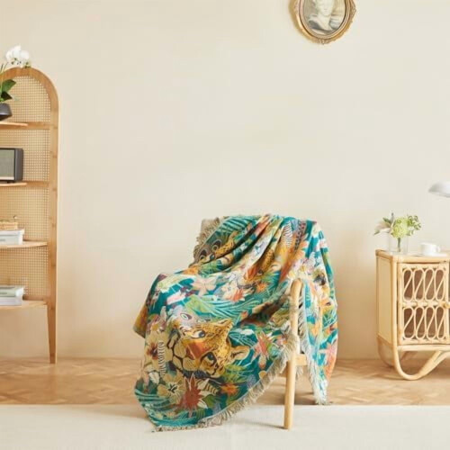 Coperta in cotone con stampa leopardata, 60x80 pollici 1
