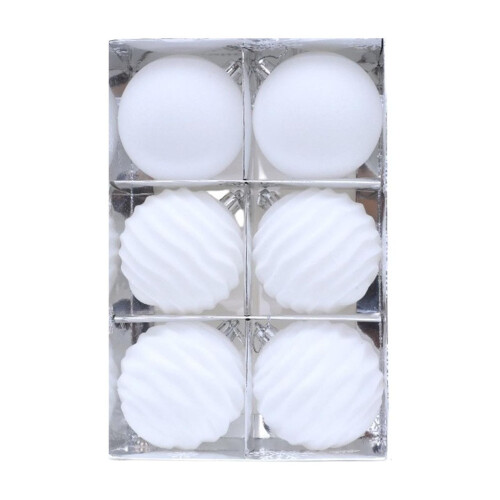 Conjunto de 6 bolas de Natal brancas aveludadas, 8 cm (3,15 polegadas) 1