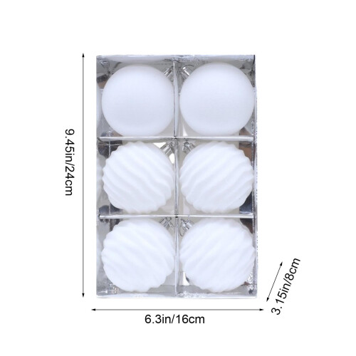 Conjunto de 6 bolas de Natal brancas aveludadas, 8 cm (3,15 polegadas) 2