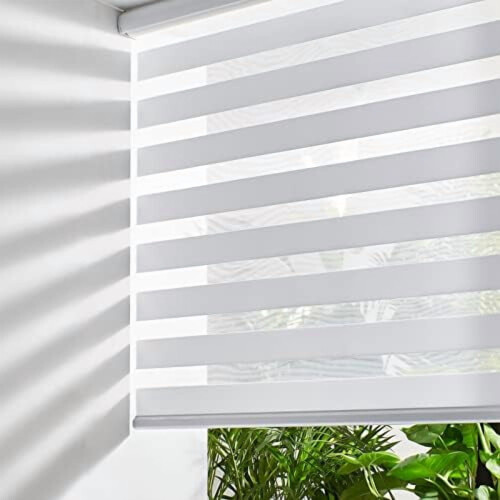 Ασύρματα στόρια Zebra Λευκά 17"x72" με φιλτράρισμα φωτός