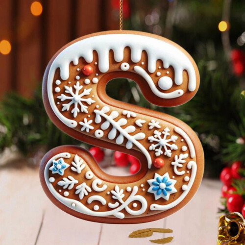 Acrylic 2D Christmas Letter Pendant, 8 cm 1