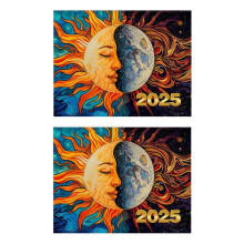 2pcs Sun and Moon Calendar in 2025 Planning Calendar Calendar Sun and Moon Daily Monthly Schedule Planner Calendar