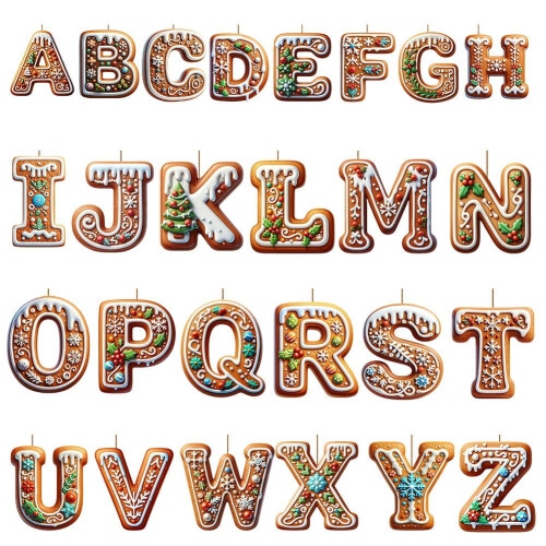 Acrylic 2D Christmas Letter Pendant A-Z 1