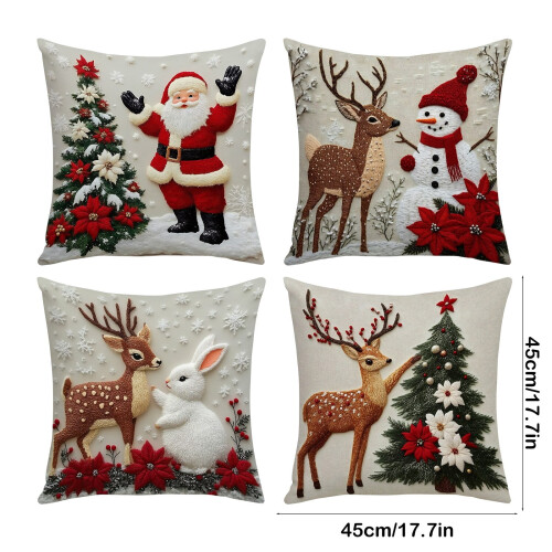 Set di 4 federe natalizie Aolie, 45x45 cm, 2
