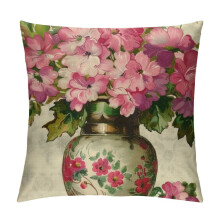 Roze geranium sierkussenhoes, kort pluche, 1 stuk