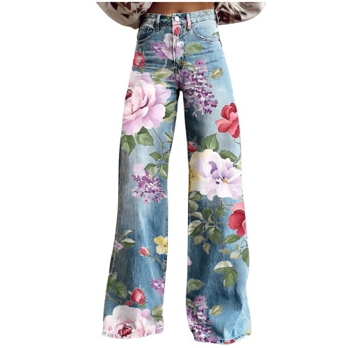 Women's Printed High-Waist Casual Pants 1