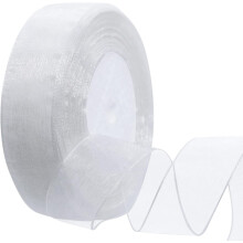 Nastro in chiffon di organza trasparente da 2,5 cm, per decorazioni di Natale, matrimoni e feste, 46 metri/rotolo