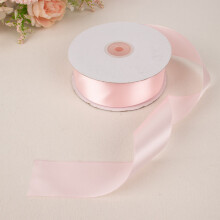 Nastro in raso lucido rosa cipria da 1,5" x 50 iarde, monofacciale, ideale per bomboniere, matrimoni e lavori creativi.