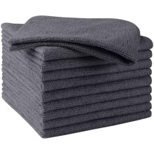 Paños de limpieza de microfibra gris, paquete de 10, 29 x 29 cm, absorbentes y que no rayan – Compatibles con el hogar, la cocina y el coche.