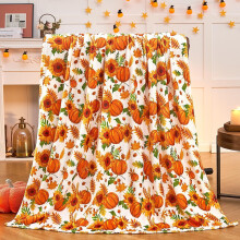 Plaid d'automne, couverture d'Halloween, 102 x 76 cm, motif citrouille et feuilles, en flanelle douce, idéale pour décorer canapé, lit ou salon.