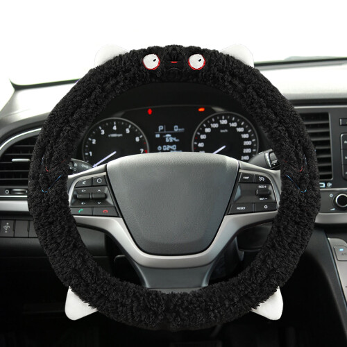 Plush Steering Wheel Cover Black Home Decoration 1