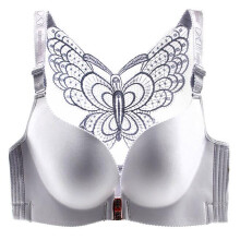 Plus size draadloze push-up bh met volledige dekking, voorsluiting en open rug met vlinderdesign, comfortabele push-up bh voor dagelijks gebruik,