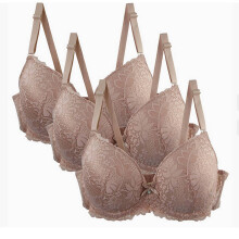 Set van 3 ultrazachte, effen kanten bh's voor dames, volledig bedekkende minimizer-bh's met beugel, comfortabele liftende bh voor dagelijks gebruik,